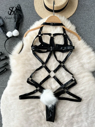 SINGREINY-Combinaison de cosplay sexy pour femme, sous-vêtements féminins slim et croisés - AliExpress 