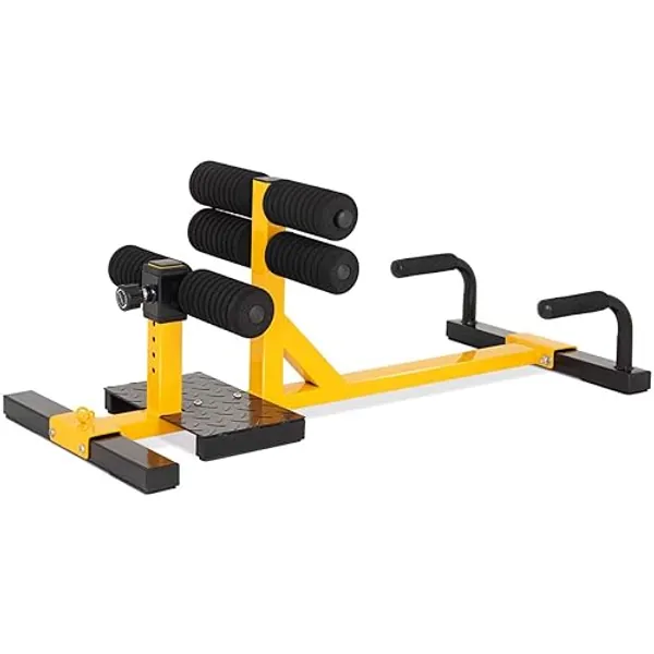GYMAX Sissy Squat Machine, 3-in-1 Deep Sissy Squat Machine with Strap Circles & Adjustable Height, Perfect for Push-up, Sissy Squat & Abs Training, Workout Equipment for Home, Gym - Yellow