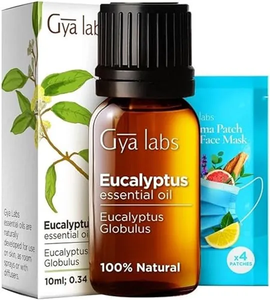 Gya Labs Eucalyptus Essential Oil for Diffuser - Eucalyptus Oil for Skin - Eucalyptus Essential Oil for Aromatherapy Humidifier & Candle Making - 100% Natural Fresh Cooling Scent (0.34 Fl Oz) - Eucalyptus - 0.34 Fl Oz (Pack of 1)