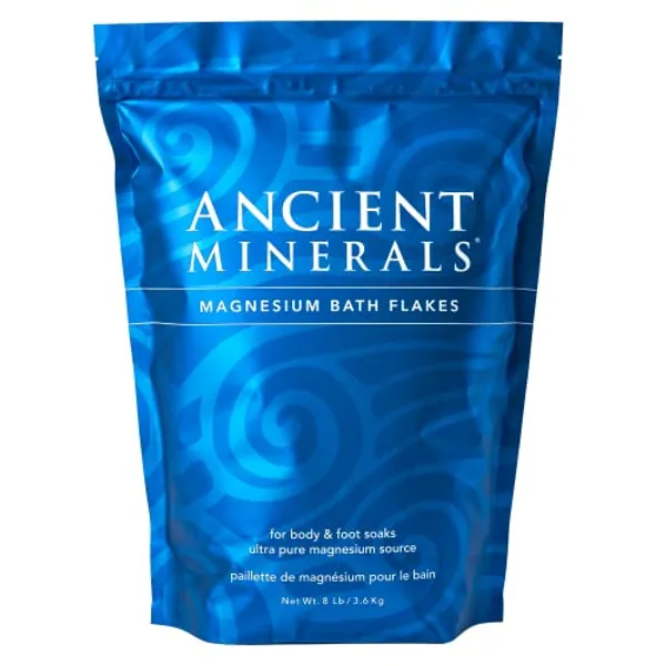 Ancient Minerals Magnesium Bath Flakes - Bathing Alternative to Epsom Salt - Soak in Natural Salts - High-Absorption Efficiency for Relaxation, Wellness & Muscle Relief - 8 lbs