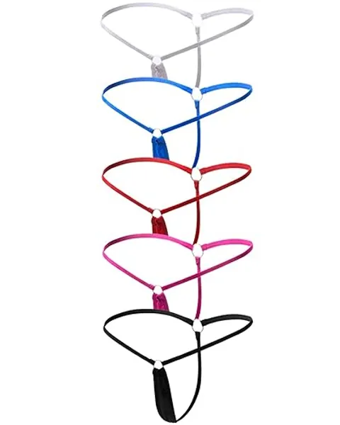 ETAOLINE Women's Low Rise Sexy Underwear Y-Back G-string Lingerie Thong Panty - 5 Pack (5 Colors) - Medium