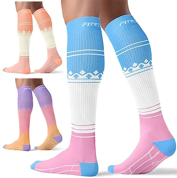 FITRELL 3 Pairs Compression Socks for Women and Men 20-30mmHg-Circulation Support Socks