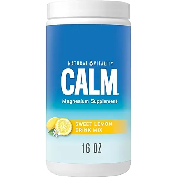 Natural Vitality Calm, Magnesium Supplement, Anti-Stress Drink Mix Powder, Gluten Free, Vegan, & Non-GMO, Sweet Lemon, 16 oz - Lemon