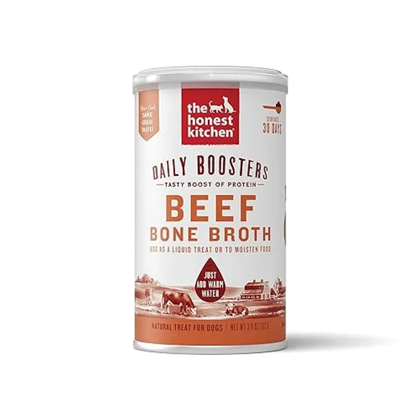 The Honest Kitchen Human Grade Daily Boosts Instant Beef Bone Broth with Turmeric for Dogs 3.6 Ounces - Beef - 3.6 Ounce (Pack of 1)
