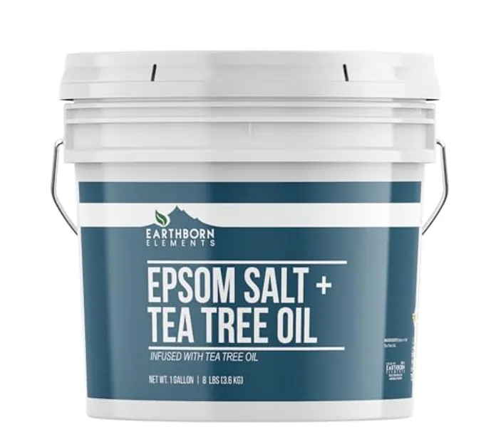 Earthborn Elements Tea Tree Epsom Salt (1 Gallon) Pure & Undiluted, Soothing Aroma