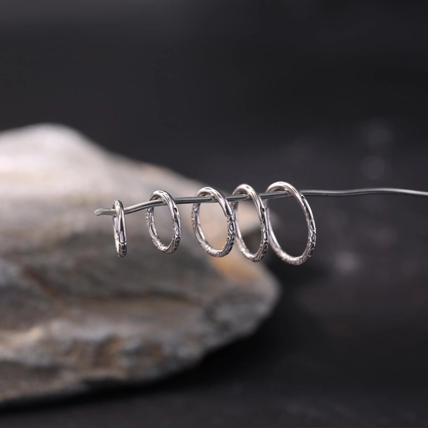 14K Solid White Gold Delicate Pattern Daith Hoop Clicker Gold Septum Ring Cartilage Hoop Clicker Embossed Textured Helix Conch Hoop 16g