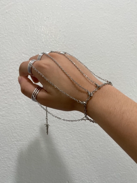 Handmade Kurapika HXH Chain Bracelet and Five Finger Rings
