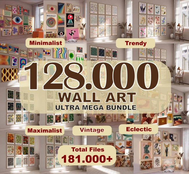 128000+ Gallery Wall Set, Mega Bundle, Bauhaus Wall Art, Boho Poster, Flower Botanical Wall Set, Vintage poster, Matisse poster, Map Poster