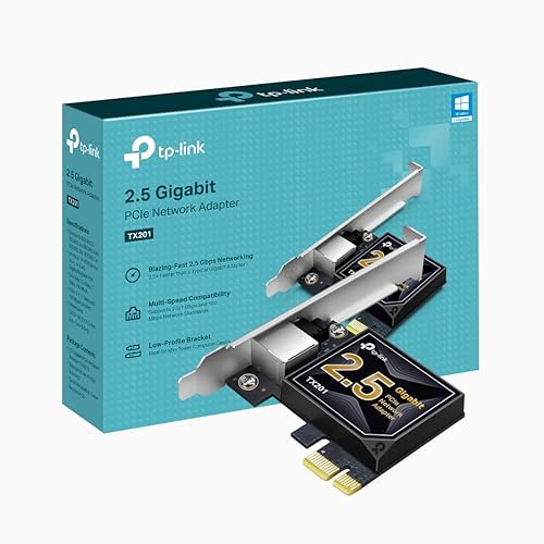 TP-Link 2.5 Gigabit PCI Express Network Adapter, Low-Profile and Full-Height Brackets, Supports Windows 11/10/8.1/8/7, Windows Servers RS 2022/2019/2016/2012 R2/2012/2008 R2, Linux (TX201) - 2.5 Gigabit Wired Premium