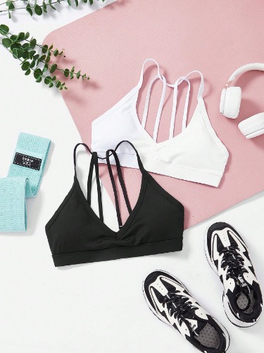 SHEIN Sport Studio 2pcs Solid Sports Bra