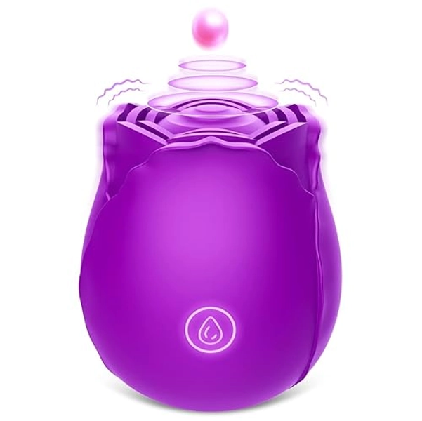 Rose Toys Vibrator for Women, Vlatne Clitoral Vibrator Sex Stimulator with 7 Mind-Blowing Tapping Modes, Nipple Teasing Clitoris Masturbating Things for Sexual Pleasure, Vibrating Adult Sex Toy Purple