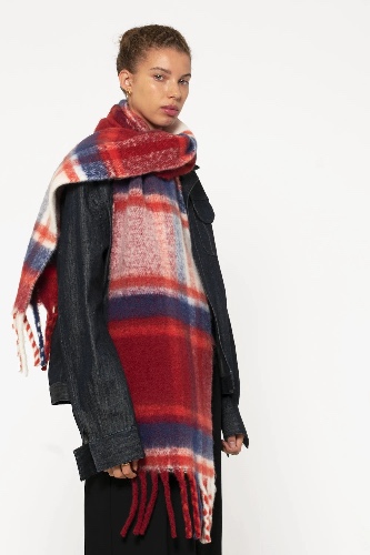 REplaid Oversized Recycled Bottle Scarf - Red & Navy