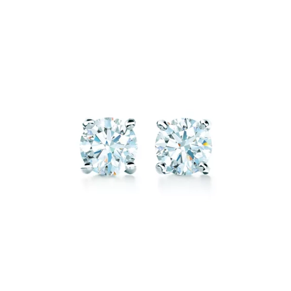 Tiffany Solitaire  Diamond Stud Earrings in Platinum