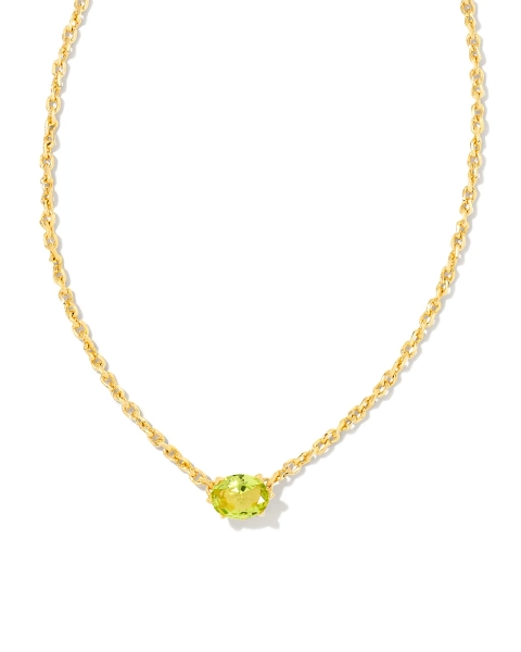 Cailin Gold Pendant Necklace in Light Green Crystal