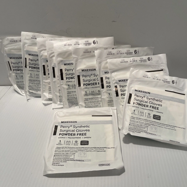 10 Packs McKesson Perry Polyisoprene Synthetic Surgical Gloves Size 6-1/2