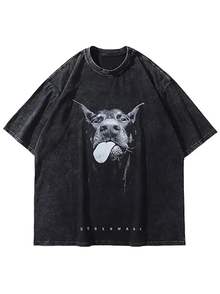 Laixton Men's Graphic Tees Shirt Unisex Cotton Oversized T-Shirt Short Sleeve Vintage Streetwear Casual Tee Top