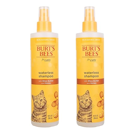 Burt's Bees for Pets Cat Waterless Shampoo with Apple & Honey | Dry Cat Shampoo Cat Waterless Shampoo Spray | Cruelty Free, Sulfate & Paraben Free, pH Balanced for Cats - Made in USA, 10 Oz- 2 Pack - 10 Fl Oz - 2 Pack
