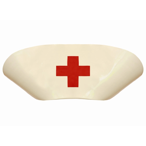 Latex Nurses Hat w/ appliqu&eacute; cross in white/supatex red