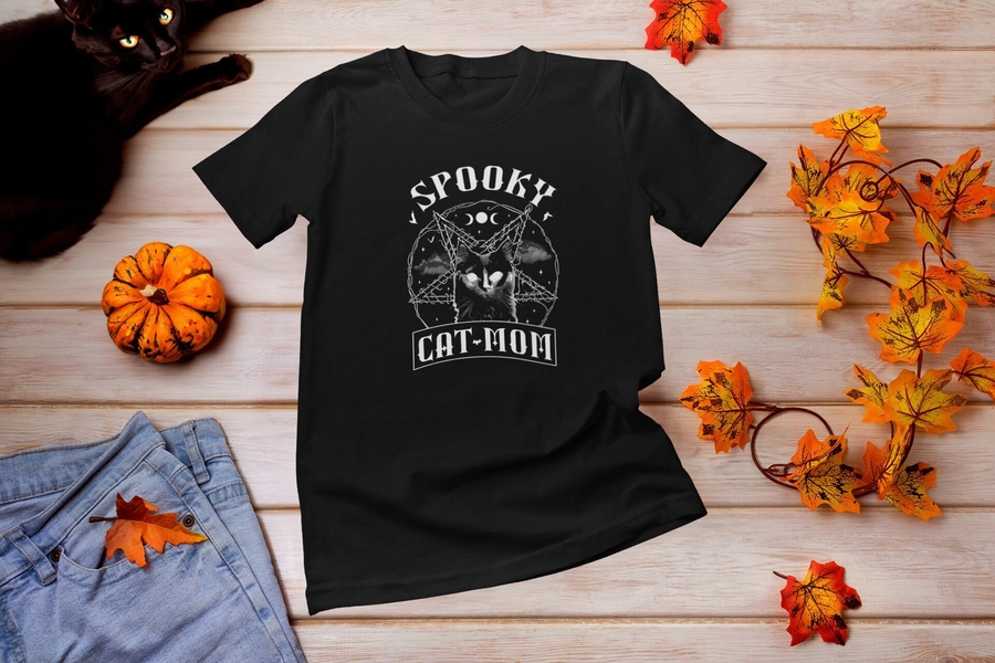 Spooky Cat Mom Shirt, Spooky Cat Lady Shirt, Witchy Cat Lady, Halloween Black Cat Shirt, Gifts for Cat People, Spooky Gift, Goth Gift