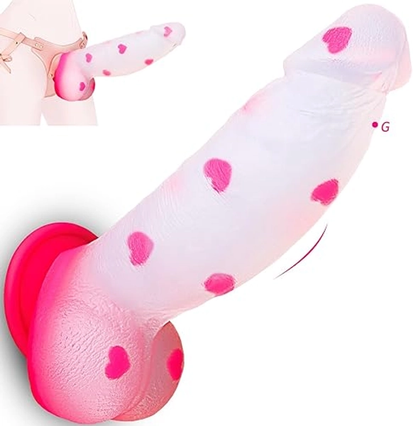 8" Thick Girthy Monster Fantasy Dildo - Big Pink Clear Horse Dragon Dildos, Strap on Dildo with Suction Cup, Curved Silicone Dildos for G Spot Anal Play, Adult Sex Toys & Games for Women Men Couples