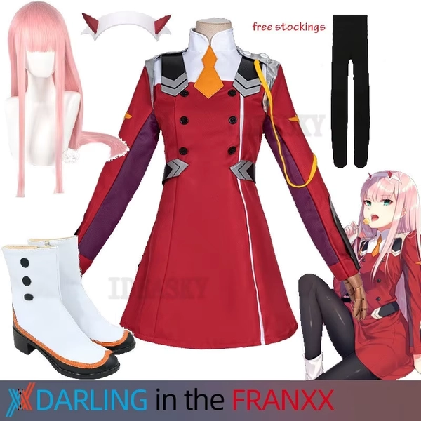 Game DARLING DARLING in the FRANXX Zero Two Cosplay Costume Dress 02 Cosplay Costume Women Cosplay Sexy Dress Headband wig shoes - AliExpress 