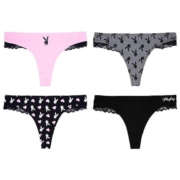 Playboy Women's Juniors Ladies Bunny Print Underwear and Sports Bra Sets in Sizes XXS-XL