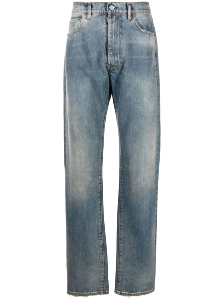 distressed straight-leg jeans
