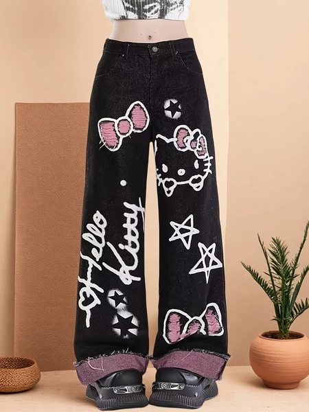 jeans teen girls women's wide leg jeans