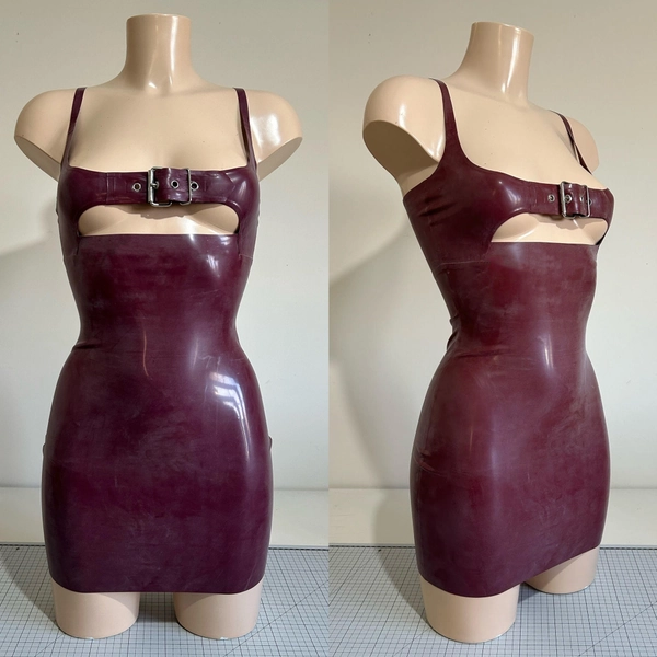 Latex Rubber Buckle Bust Mini Dress