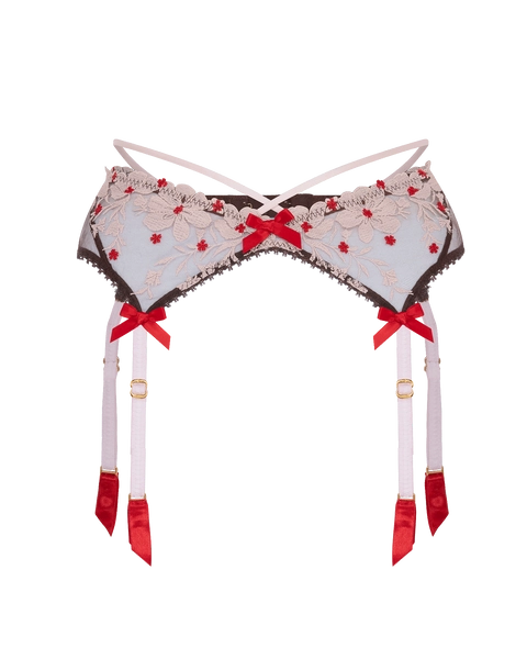 Dawne Suspender in Chestnut/Pink/Red | By Agent Provocateur