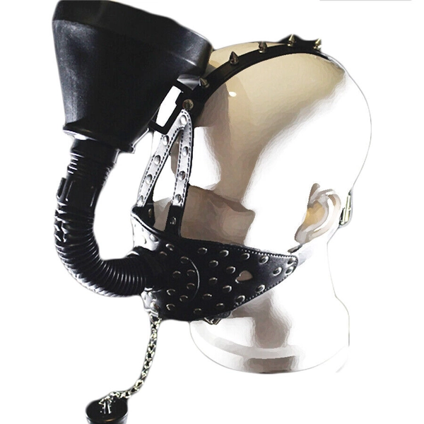 Funnel Oral Fixation Open Mouth Gag SM Toilet Mask Hood Head Harness for Couples