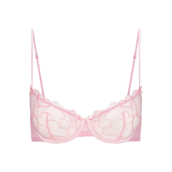 EMBROIDERED TULLE UNLINED DEMI BRA | BUBBLE GUM | 32 A