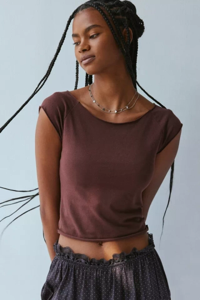 Out From Under Cotton Compression Boatneck Cropped Tee