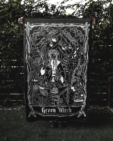 Green Witch Tapestry