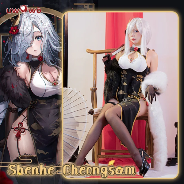 [Last Batch]【In Stock】Uwowo Genshin Impact Fanart: Shenhe Qipao Chinese Dress Cheongsam Fur Cosplay Costumes
