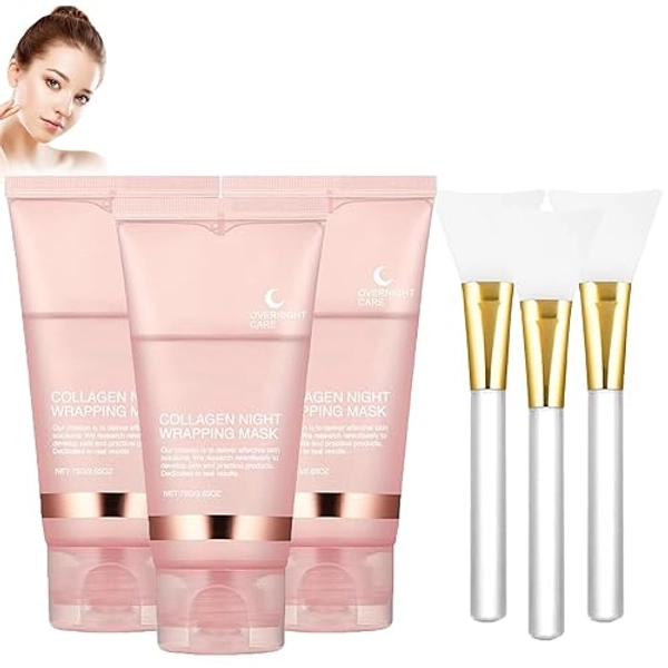 Mascarilla facial de colágeno para envolver durante la noche, Mascarilla para envolver colágeno, Mascarilla de colágeno para envolver la noche, Mascarilla de noche de colágeno Med-icube (3PC)