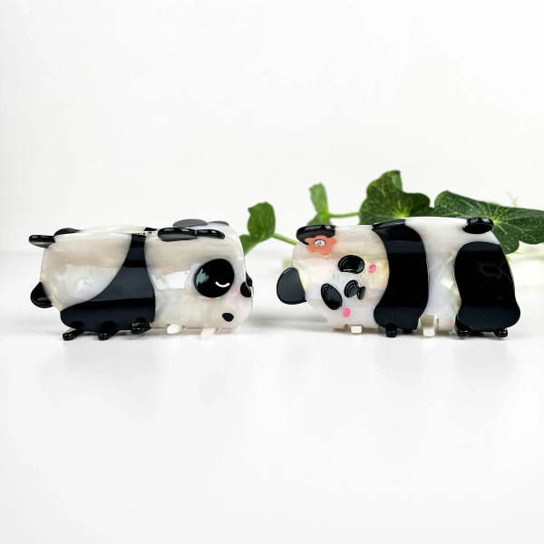 Cute Panda Claw Clip,Acetate Animal Hair Clips,Custom Unique Logo/Text on Box,Hair accessories,Panda Lovers ,Kawaii Panda Flower Clip,Gift