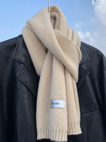 1 pieza de bufanda de cuello de mujer con textura de punto en unicolor, cálida y gruesa, versátil y decorativa, adecuada para el invierno y combinación casual