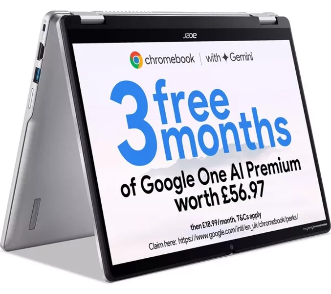 ACER Spin 314 14" 2 in 1 Chromebook - Intel® Core™ i3, 128 GB eMMC, Silver