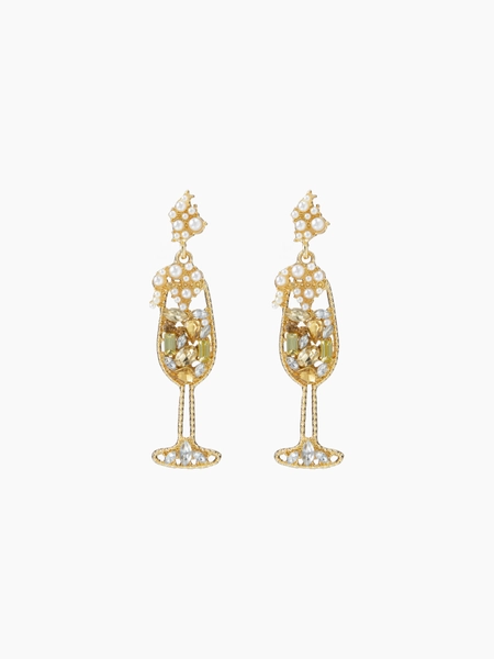 WINE GLASS RHINESTONE DROP EARRINGS