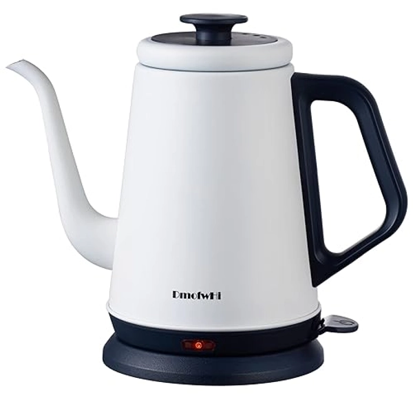DmofwHi Gooseneck Electric Kettle(1.0L),1000W Electric Tea Kettle of 304 Stainless Steel,Auto Shut off,Coffee Kettle for Pour Over and Tea -White