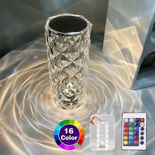 Multicoloured 16 Colour Crystal Touch Lamp