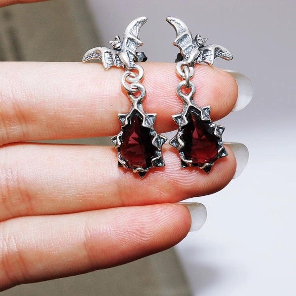 'Dark Night' Zircon Bat Earrings