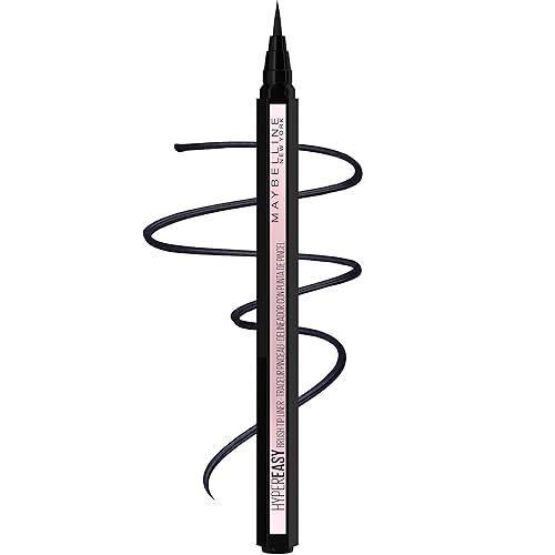 Maybelline Hyper Easy Liquid Pen No-Skip Eyeliner, Satin Finish, Waterproof Formula, Pitch Black, 0.018 Fl Oz - 0.02 Fl Oz (Pack of 1) - PITCH BLACK