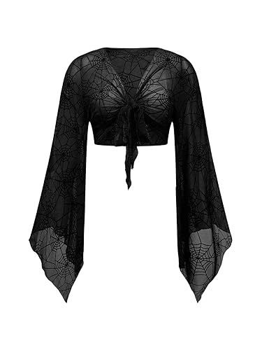 Spider Web V Neck Crop Top