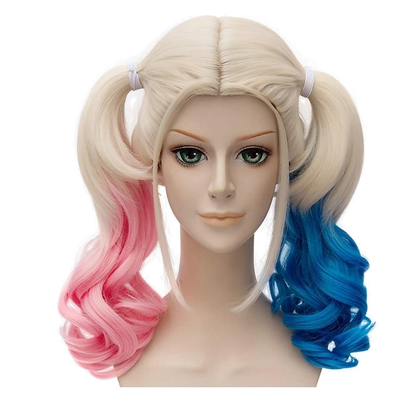 Harley Quinn  Probeauty Ponytail Wigs Blonde Pink Blue Ponytail Wavy Synthetic Cosplay Wig (Long Pink Blue Mix Blonde) 2025 - AU $35.3