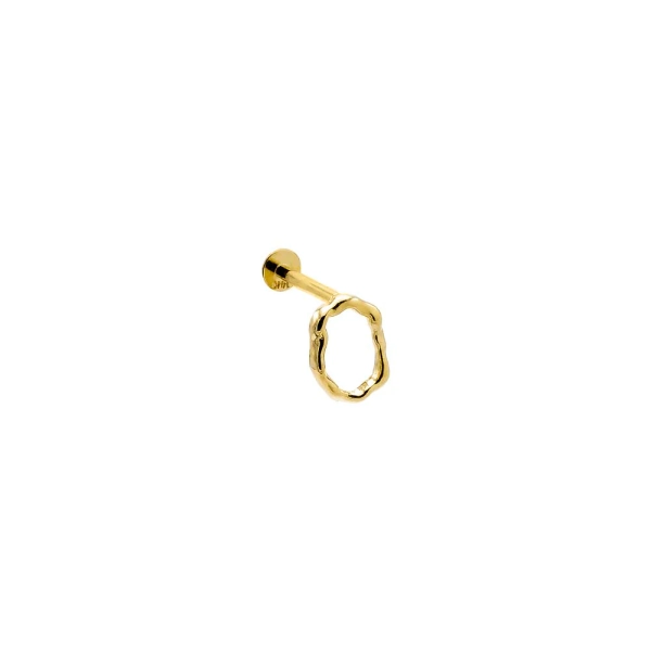 Pircing Open Circle Shape Threaded Stud Earring 14K