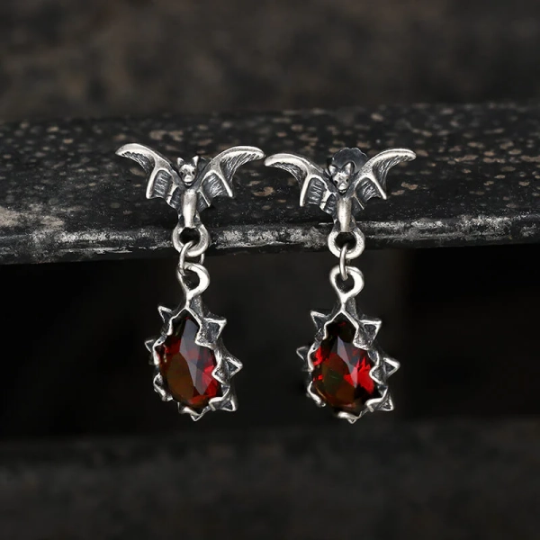 Bat Sterling Silver Crystal Earrings