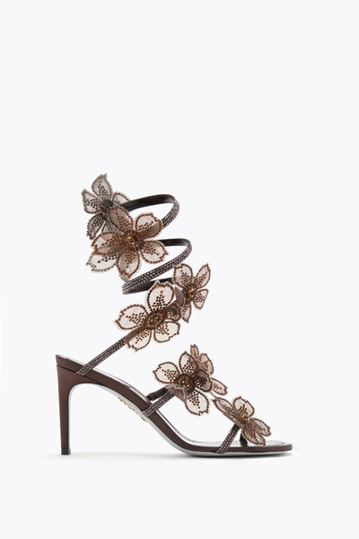 PEACH FLOWER CHOCOLATE SANDAL 80 | Rene Caovilla