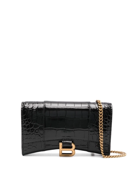 Balenciaga Hourglass crocodile-embossed wallet-on-chain | Black | FARFETCH